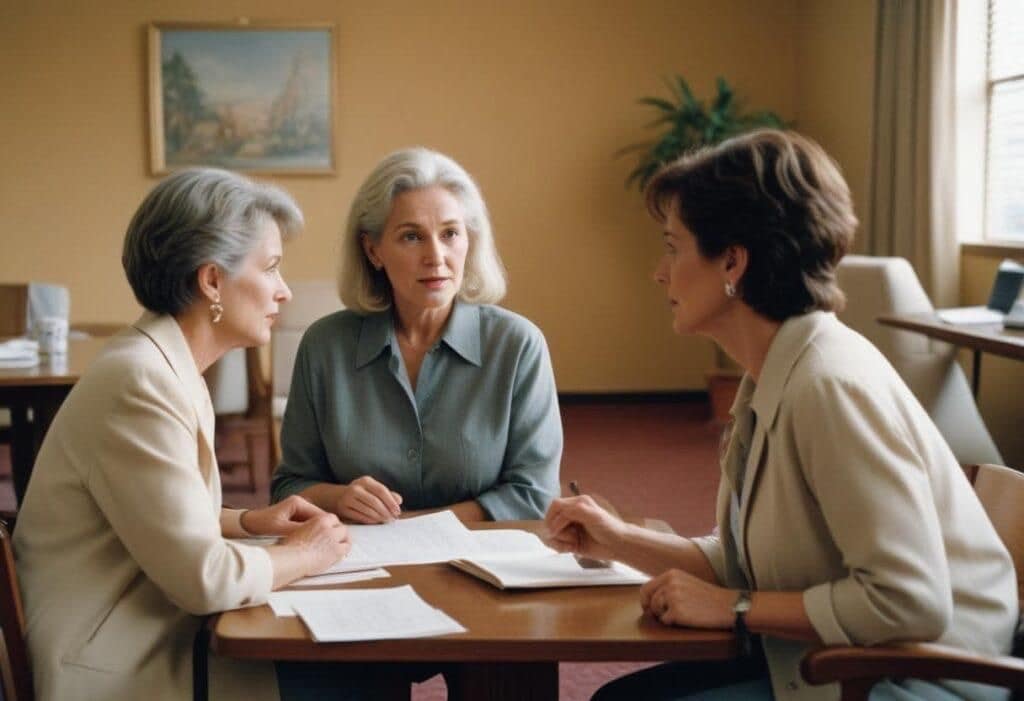 3 older women sitting at a table working through business challenges as they work on their dream business